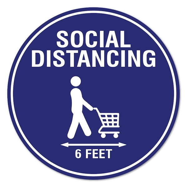 Signmission Social Distancing Cart Non-Slip Floor Graphic, 16in Vinyl, 3PK, 16 in L, 16 in H, FD-C-16-3PK-99989 FD-C-16-3PK-99989 - main